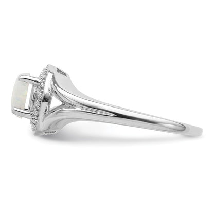 Sterlingsilber Rhodiniert Diamant. & Erzeugt Opal Ring