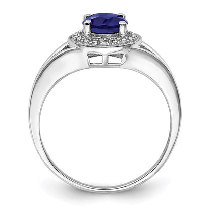 Sterlingsilber Rhodiniert Diamant. & Erzeugt Saphir Ring