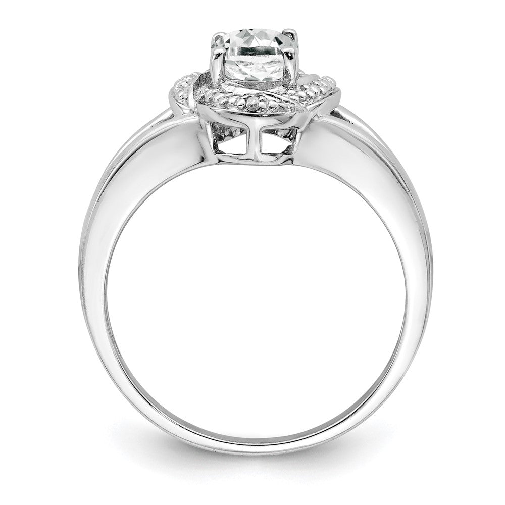 Sterlingsilber Rhodiniert Diamant. & Weiß Topas Ring