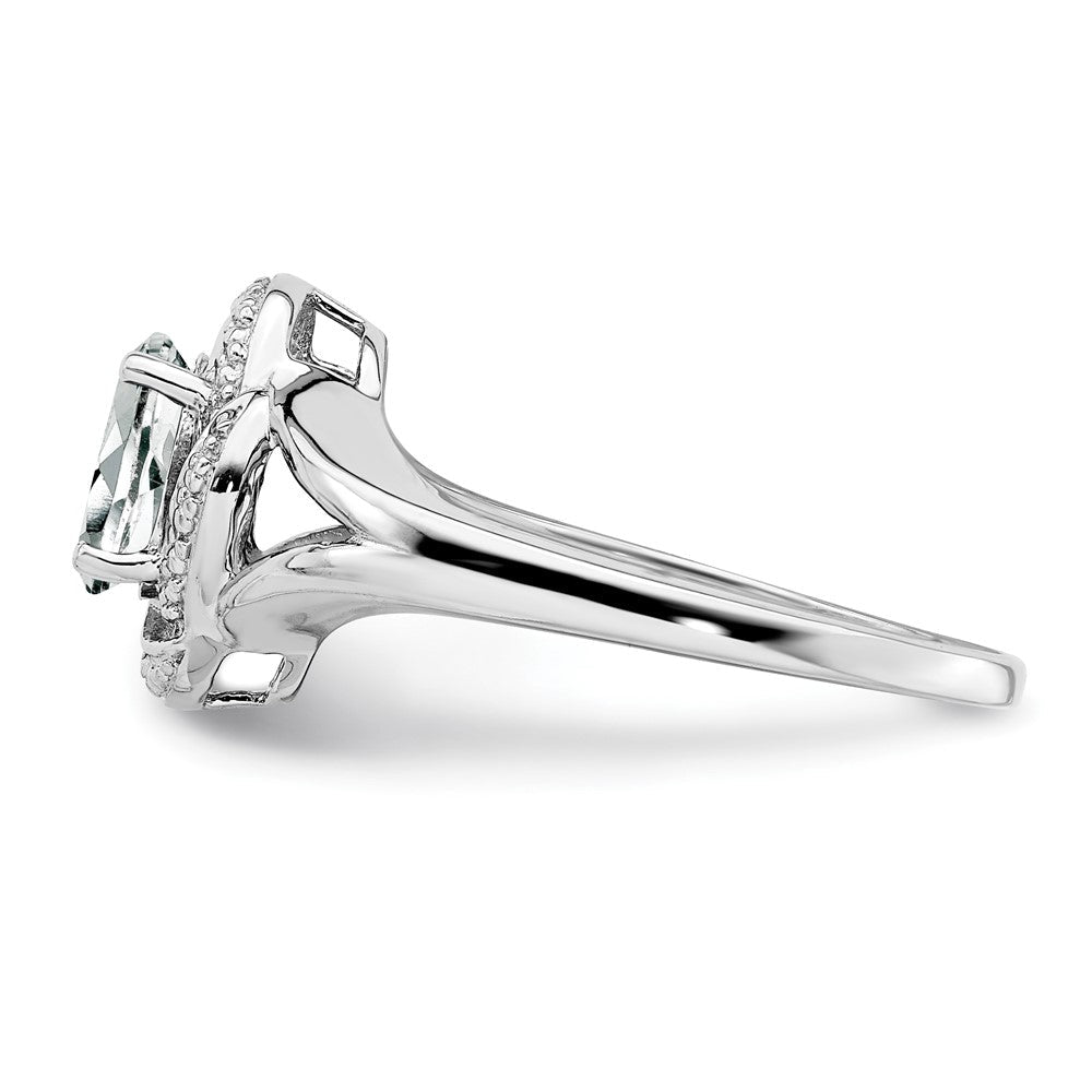 Sterlingsilber Rhodiniert Diamant. & Weiß Topas Ring