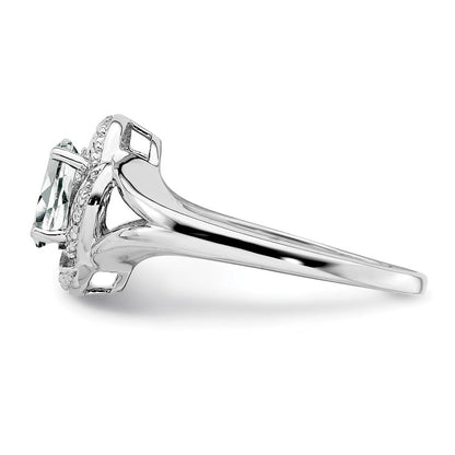 Sterlingsilber Rhodiniert Diamant. & Weiß Topas Ring