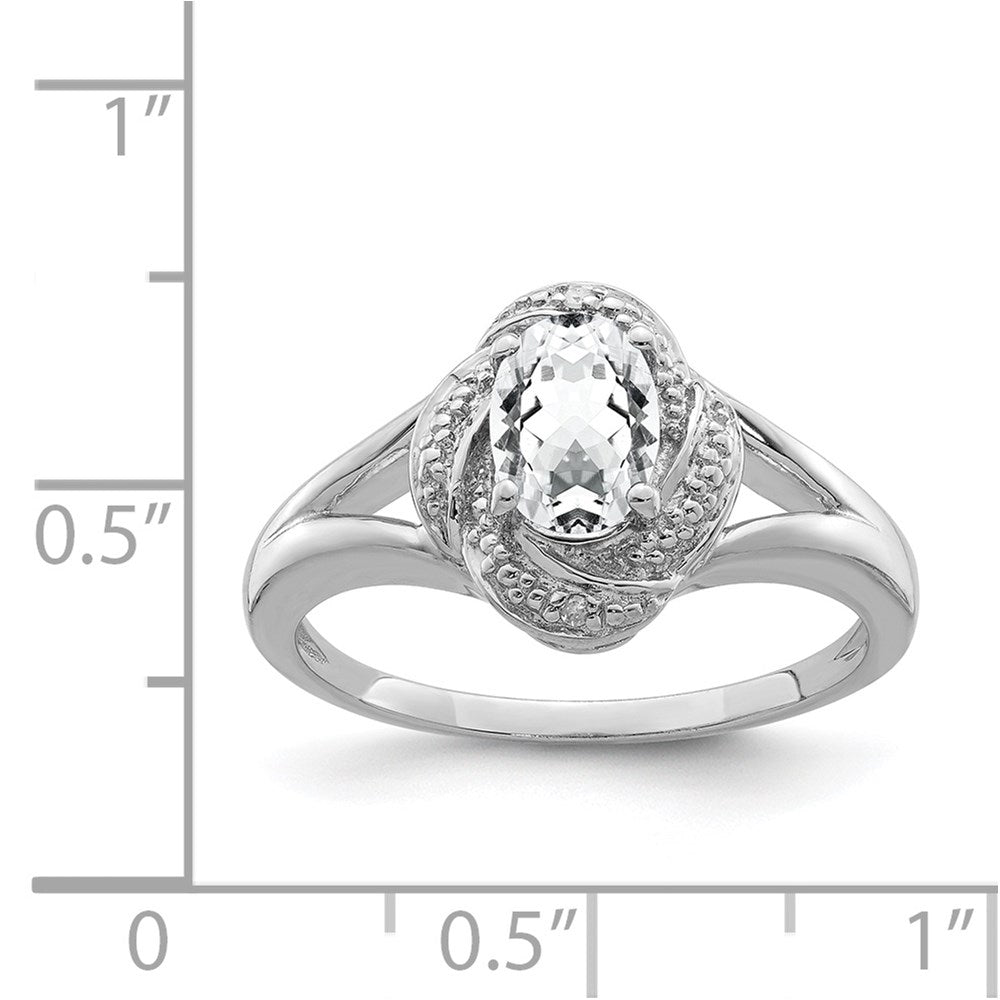 Sterlingsilber Rhodiniert Diamant. & Weiß Topas Ring