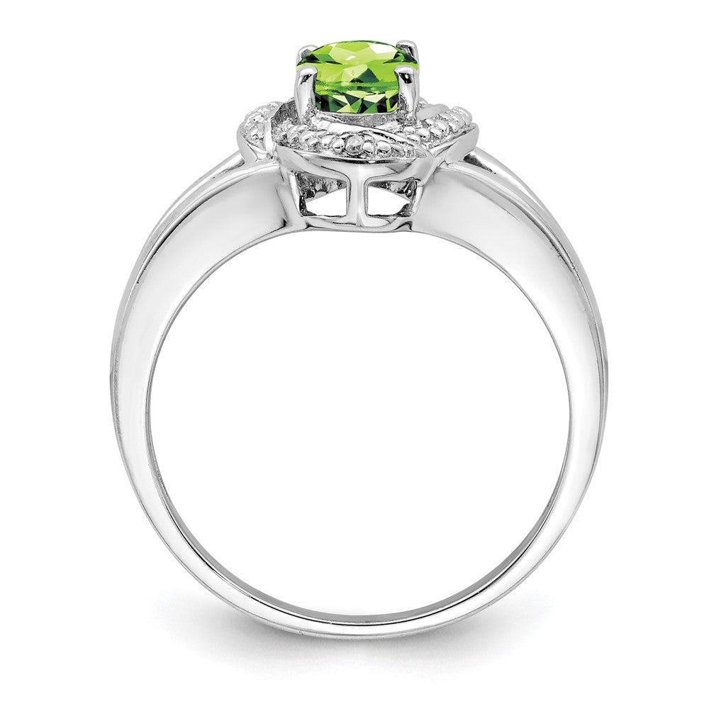 Sterlingsilber Rhodiniert Diamant. & Peridot Ring