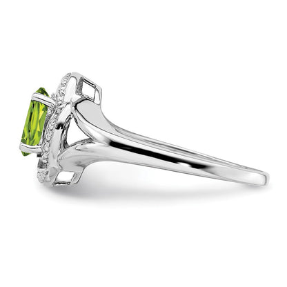 Sterlingsilber Rhodiniert Diamant. & Peridot Ring