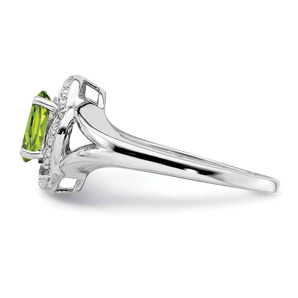 Sterlingsilber Rhodiniert Diamant. & Peridot Ring