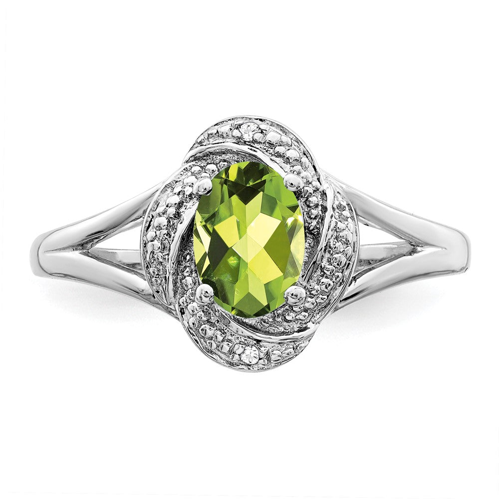 Sterlingsilber Rhodiniert Diamant. & Peridot Ring
