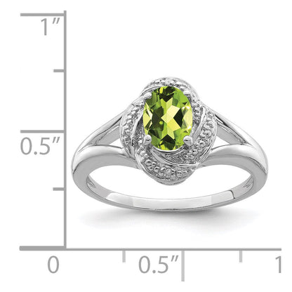 Sterlingsilber Rhodiniert Diamant. & Peridot Ring