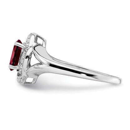 Sterlingsilber Rhodiniert Diamant. & Granat Ring