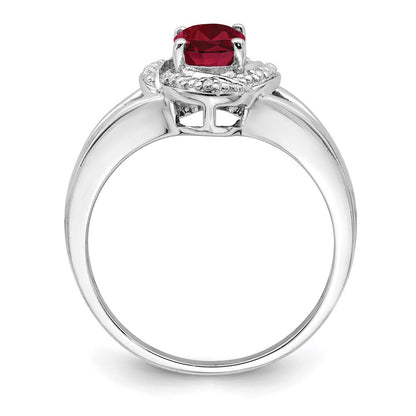 Sterlingsilber Rhodiniert Diamant. & Erzeugt Rubin Ring