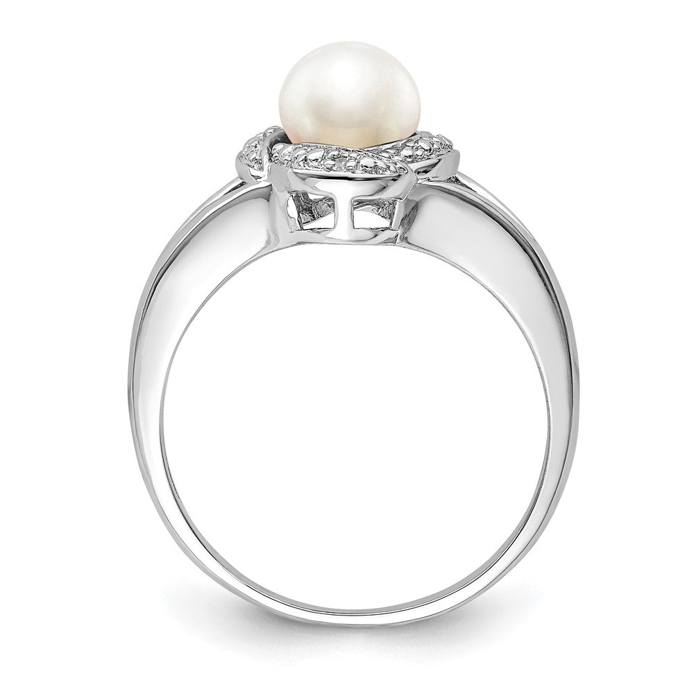 Sterlingsilber Rhodiniert Diamant. & Fw Zuchtperle Ring