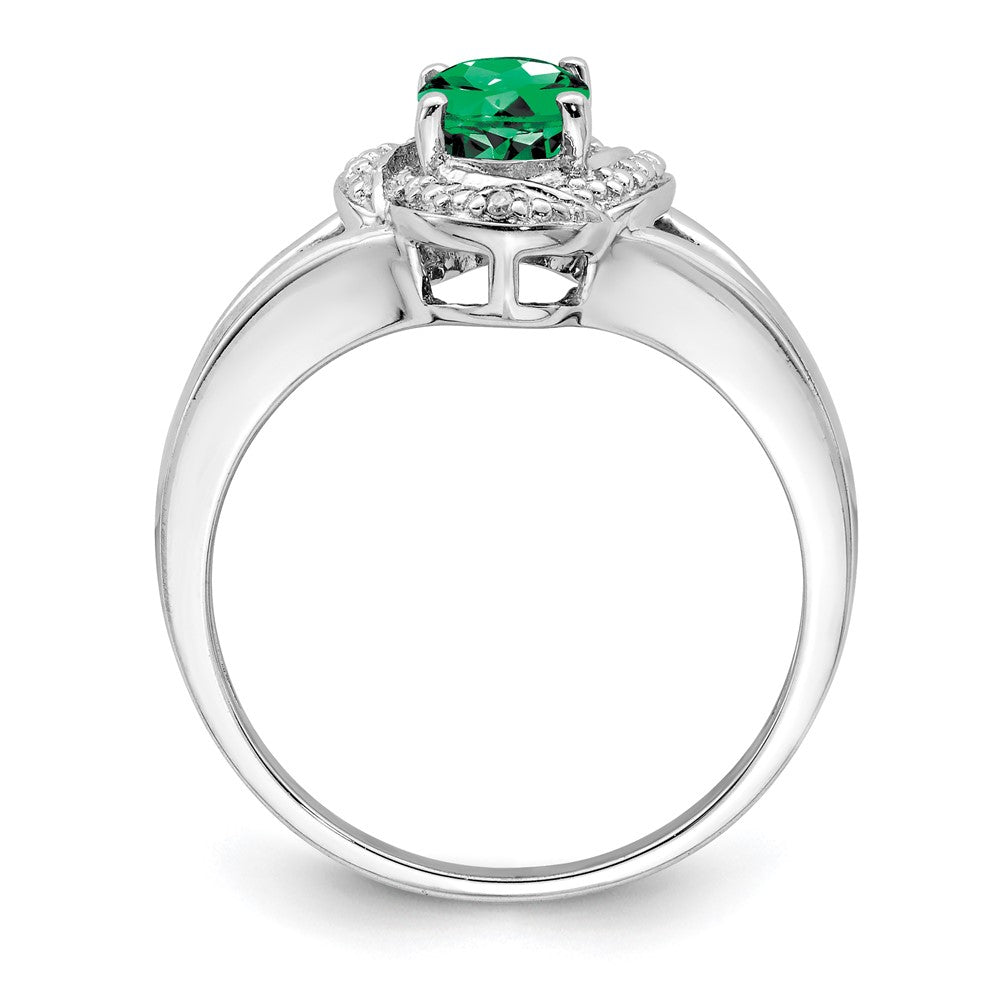 Sterlingsilber Rhodiniert Diamant. & Erzeugt Smaragd Ring