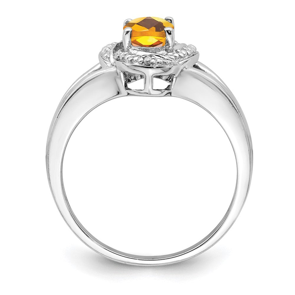 Sterlingsilber Rhodiniert Diamant. & Citrin Ring