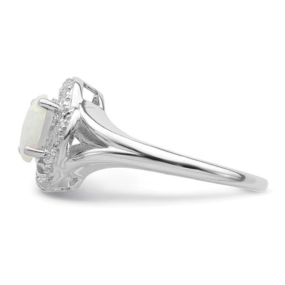 Sterlingsilber Rhodiniert Diamant. & Erzeugt Opal Ring