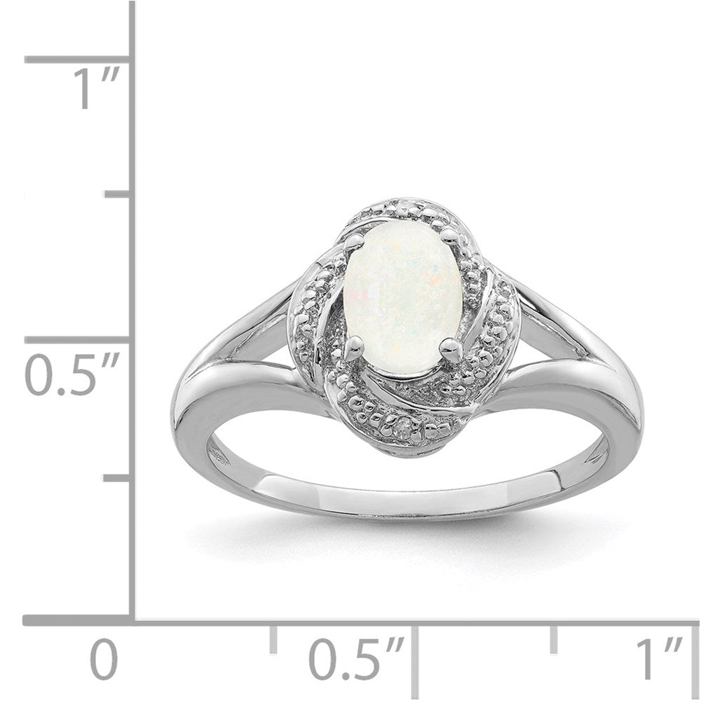 Sterlingsilber Rhodiniert Diamant. & Erzeugt Opal Ring