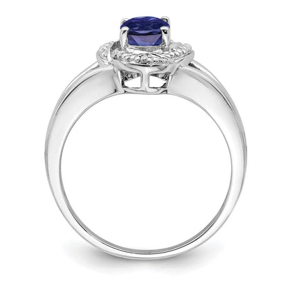 Sterlingsilber Rhodiniert Diamant. & Erzeugt Saphir Ring