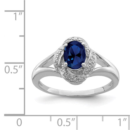 Sterlingsilber Rhodiniert Diamant. & Erzeugt Saphir Ring