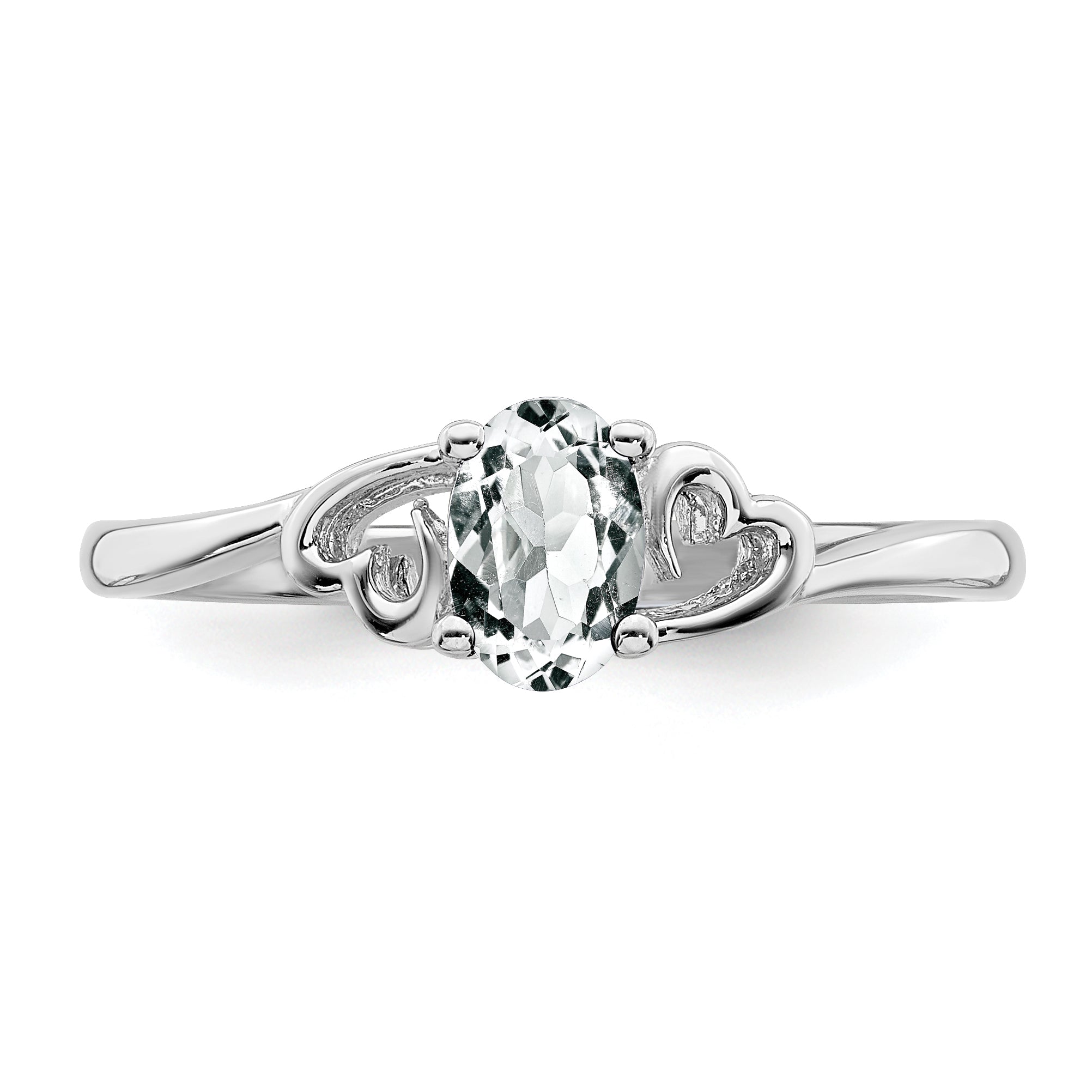 Sterlingsilber Rhodiniert Weiß Topas Ring