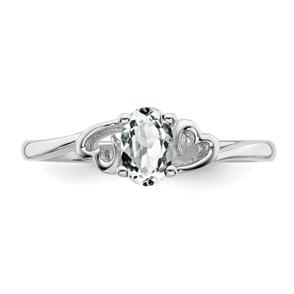 Sterlingsilber Rhodiniert Weiß Topas Ring