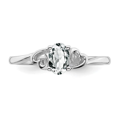 Sterlingsilber Rhodiniert Weiß Topas Ring