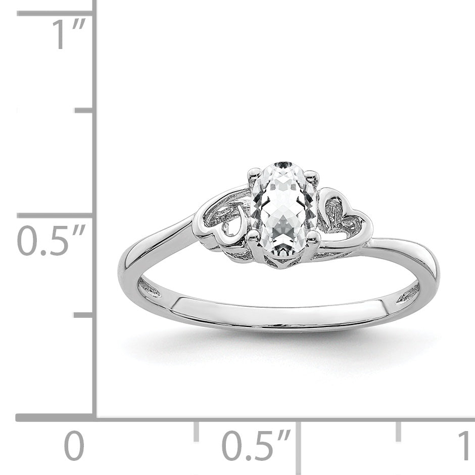 Sterlingsilber Rhodiniert Weiß Topas Ring