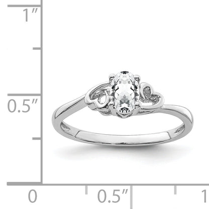 Sterlingsilber Rhodiniert Weiß Topas Ring