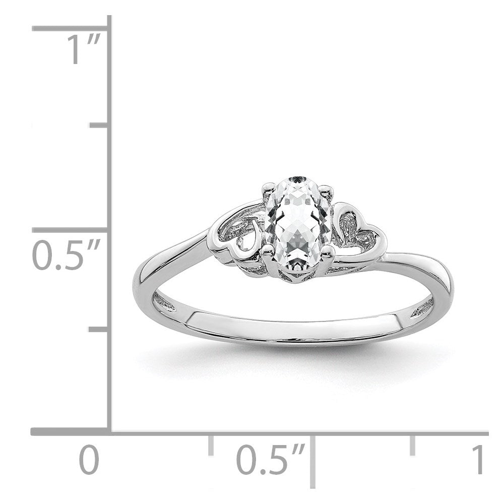 Sterlingsilber Rhodiniert Weiß Topas Ring