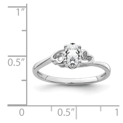 Sterlingsilber Rhodiniert Weiß Topas Ring