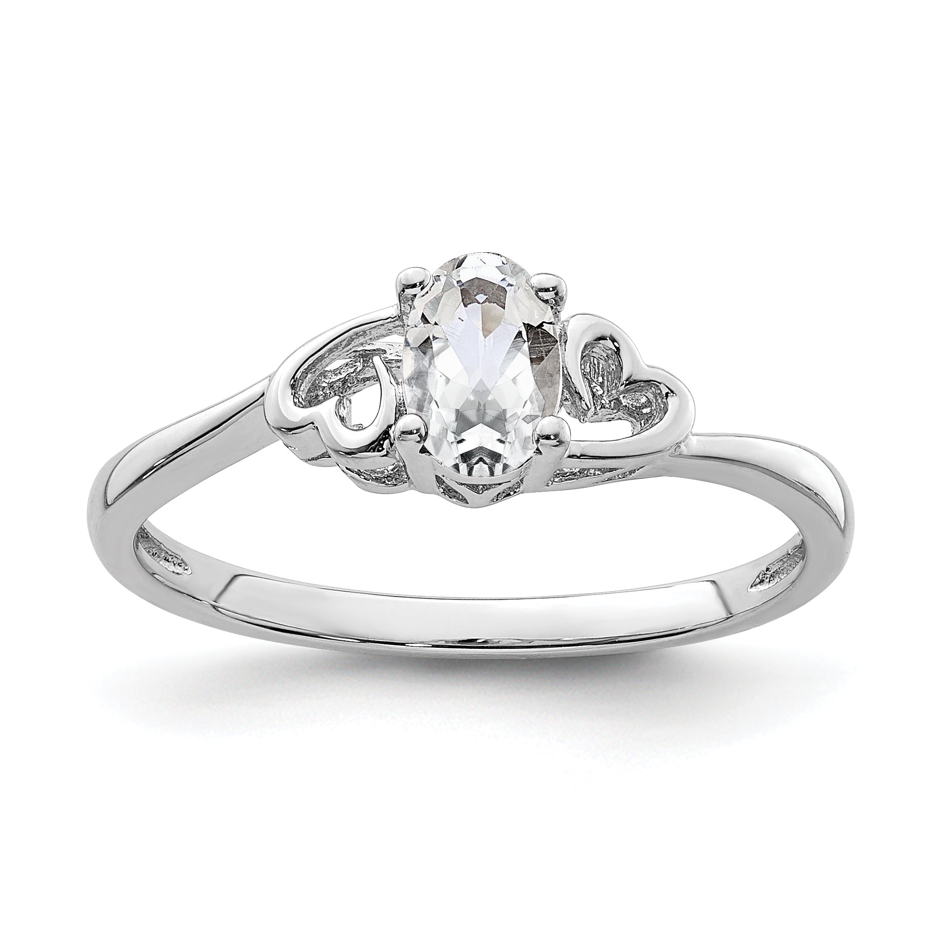 Sterlingsilber Rhodiniert Weiß Topas Ring