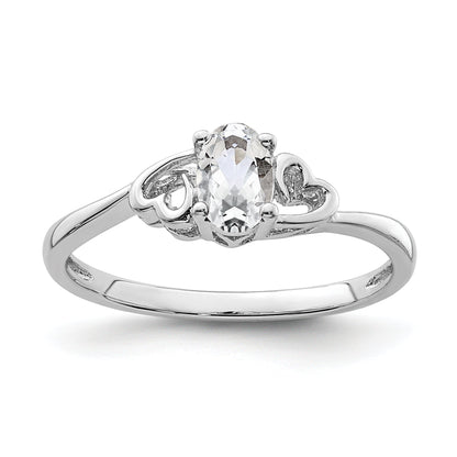Sterlingsilber Rhodiniert Weiß Topas Ring