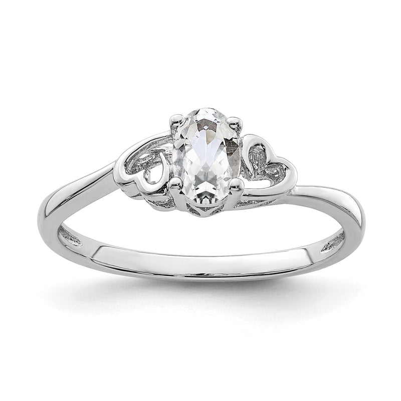 Sterlingsilber Rhodiniert Weiß Topas Ring