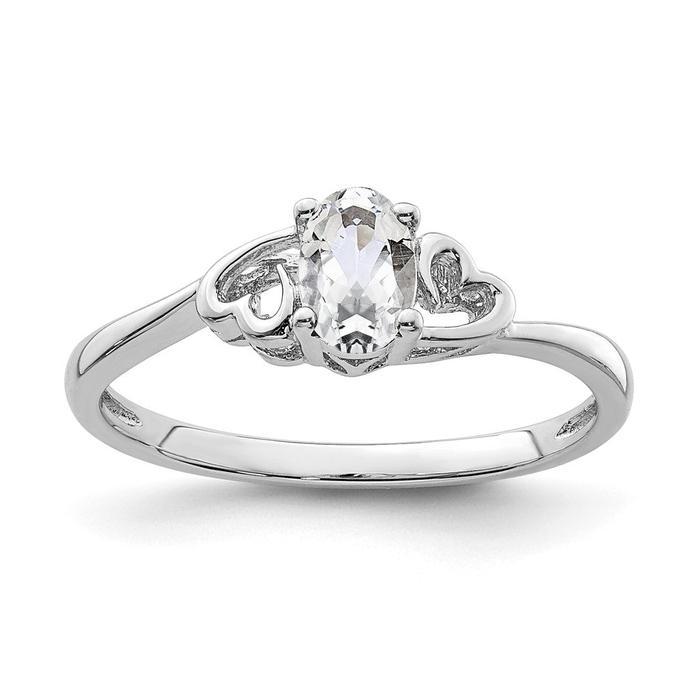 Sterlingsilber Rhodiniert Weiß Topas Ring