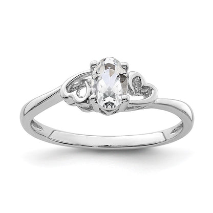 Sterlingsilber Rhodiniert Weiß Topas Ring