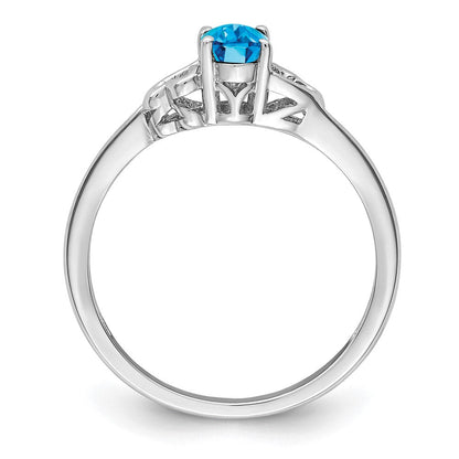 Sterlingsilber Rhodiniert Licht Schweizer Blautopas Ring