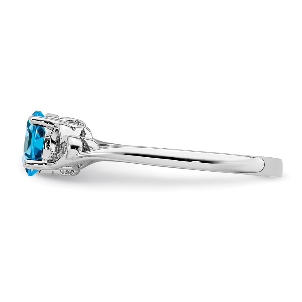 Sterlingsilber Rhodiniert Licht Schweizer Blautopas Ring