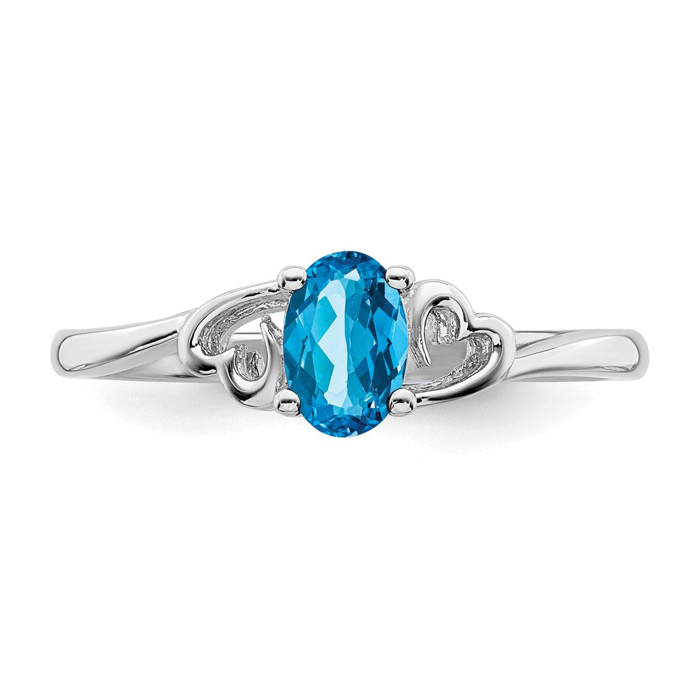 Sterlingsilber Rhodiniert Licht Schweizer Blautopas Ring