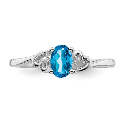 Sterlingsilber Rhodiniert Licht Schweizer Blautopas Ring