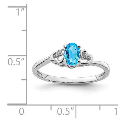 Sterlingsilber Rhodiniert Licht Schweizer Blautopas Ring