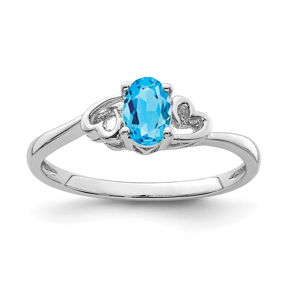 Sterlingsilber Rhodiniert Licht Schweizer Blautopas Ring