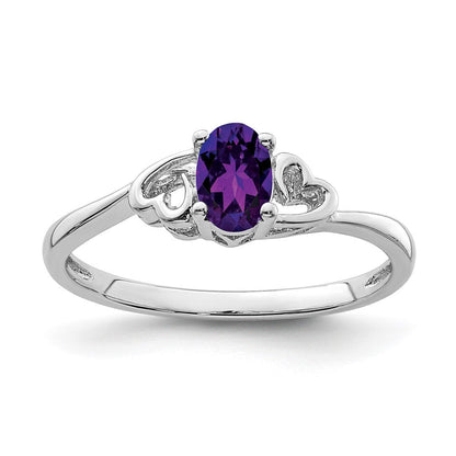 Sterlingsilber Rhodiniert Amethyst Ring