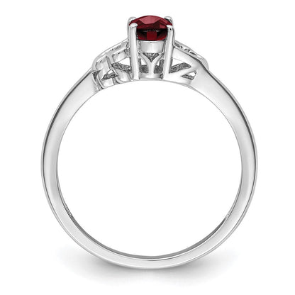 Sterlingsilber Rhodiniert Granat Ring
