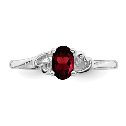 Sterlingsilber Rhodiniert Granat Ring