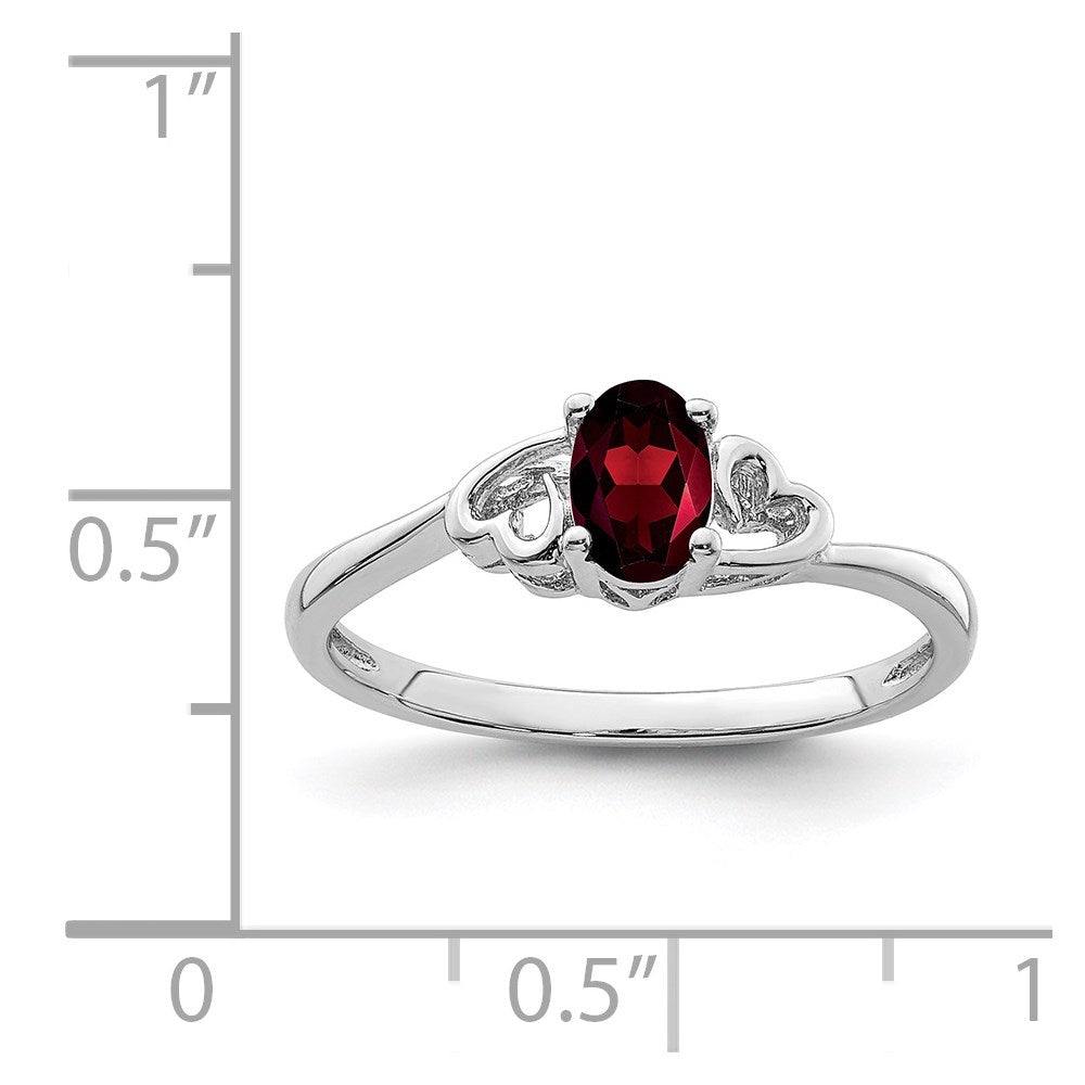 Sterlingsilber Rhodiniert Granat Ring