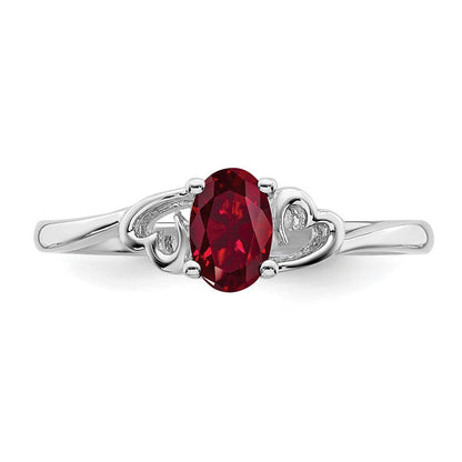 Sterlingsilber Rhodiniert Erzeugt Rubin Ring