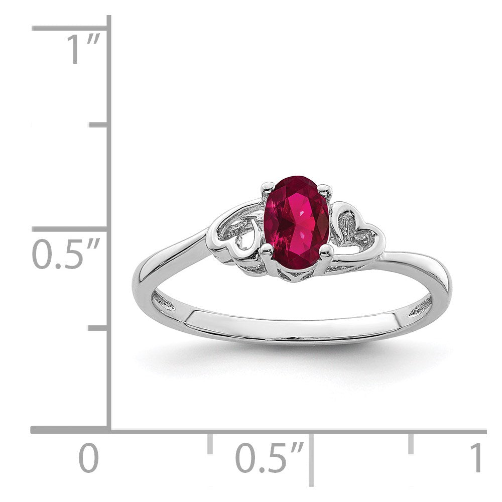 Sterlingsilber Rhodiniert Erzeugt Rubin Ring