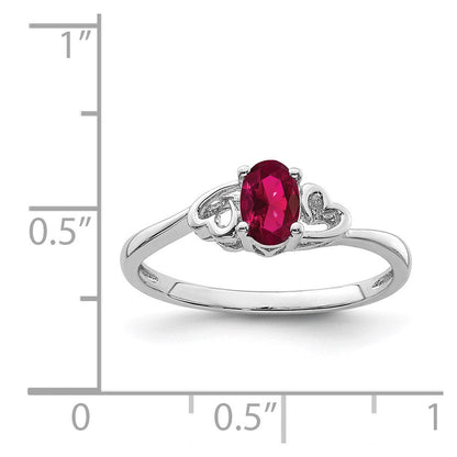 Sterlingsilber Rhodiniert Erzeugt Rubin Ring