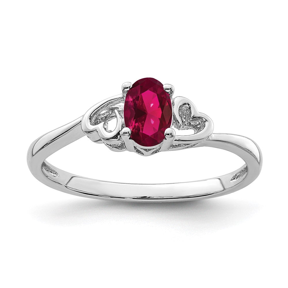 Sterlingsilber Rhodiniert Erzeugt Rubin Ring