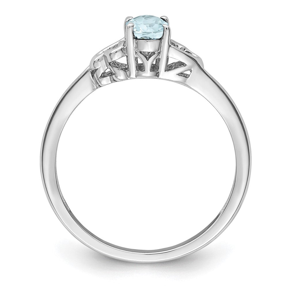 Sterlingsilber Rhodiniert Aquamarin Ring
