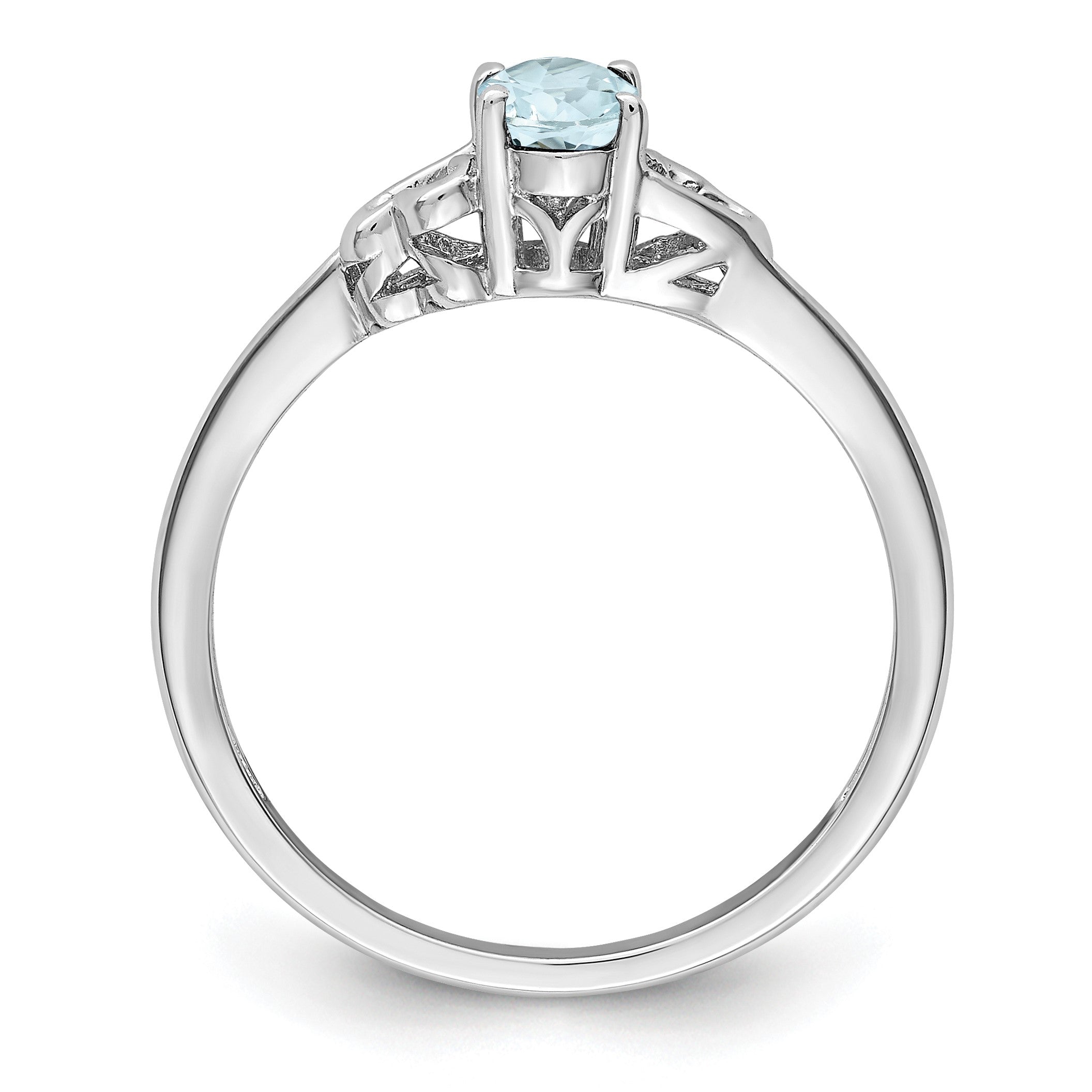 Sterlingsilber Rhodiniert Aquamarin Ring