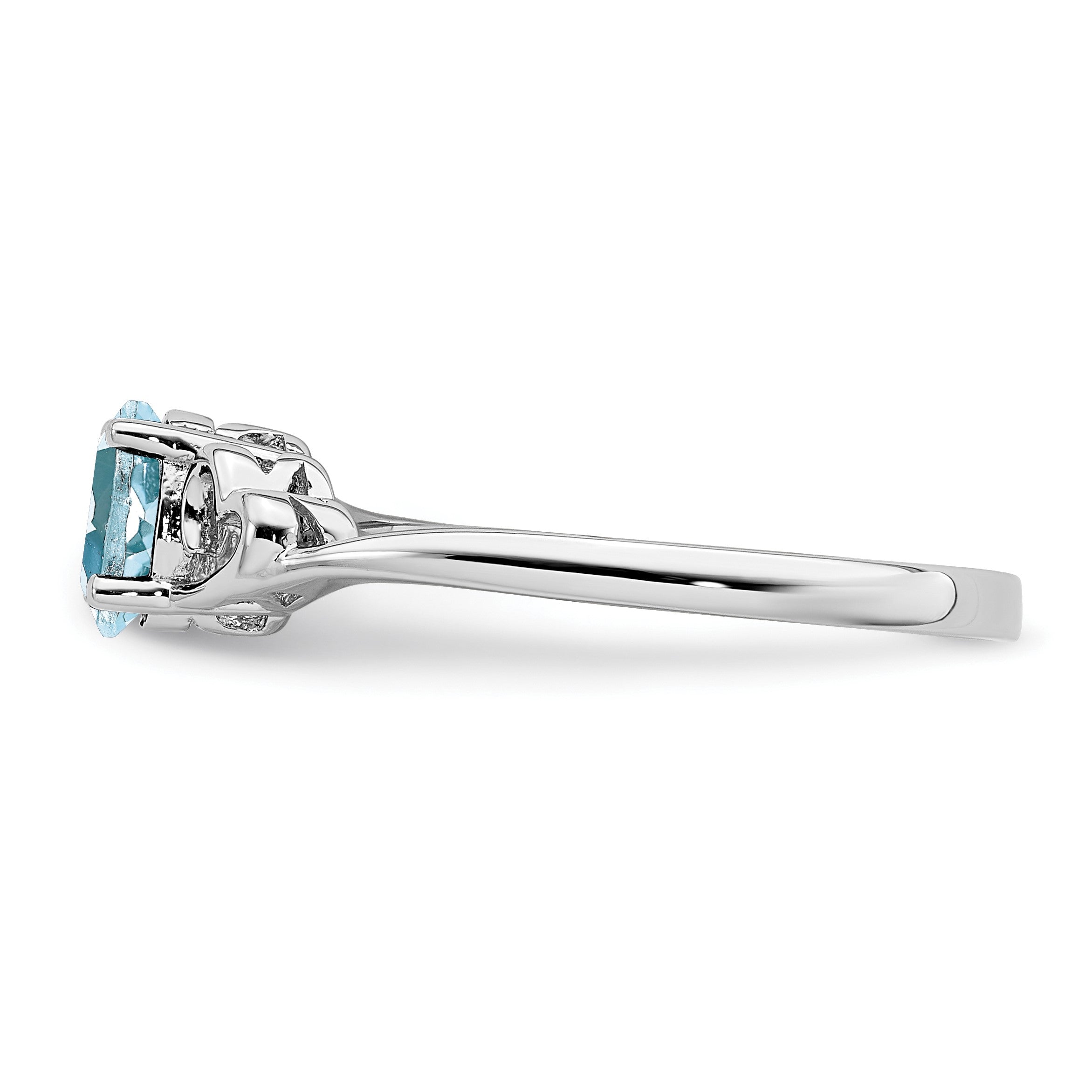 Sterlingsilber Rhodiniert Aquamarin Ring