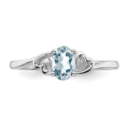 Sterlingsilber Rhodiniert Aquamarin Ring